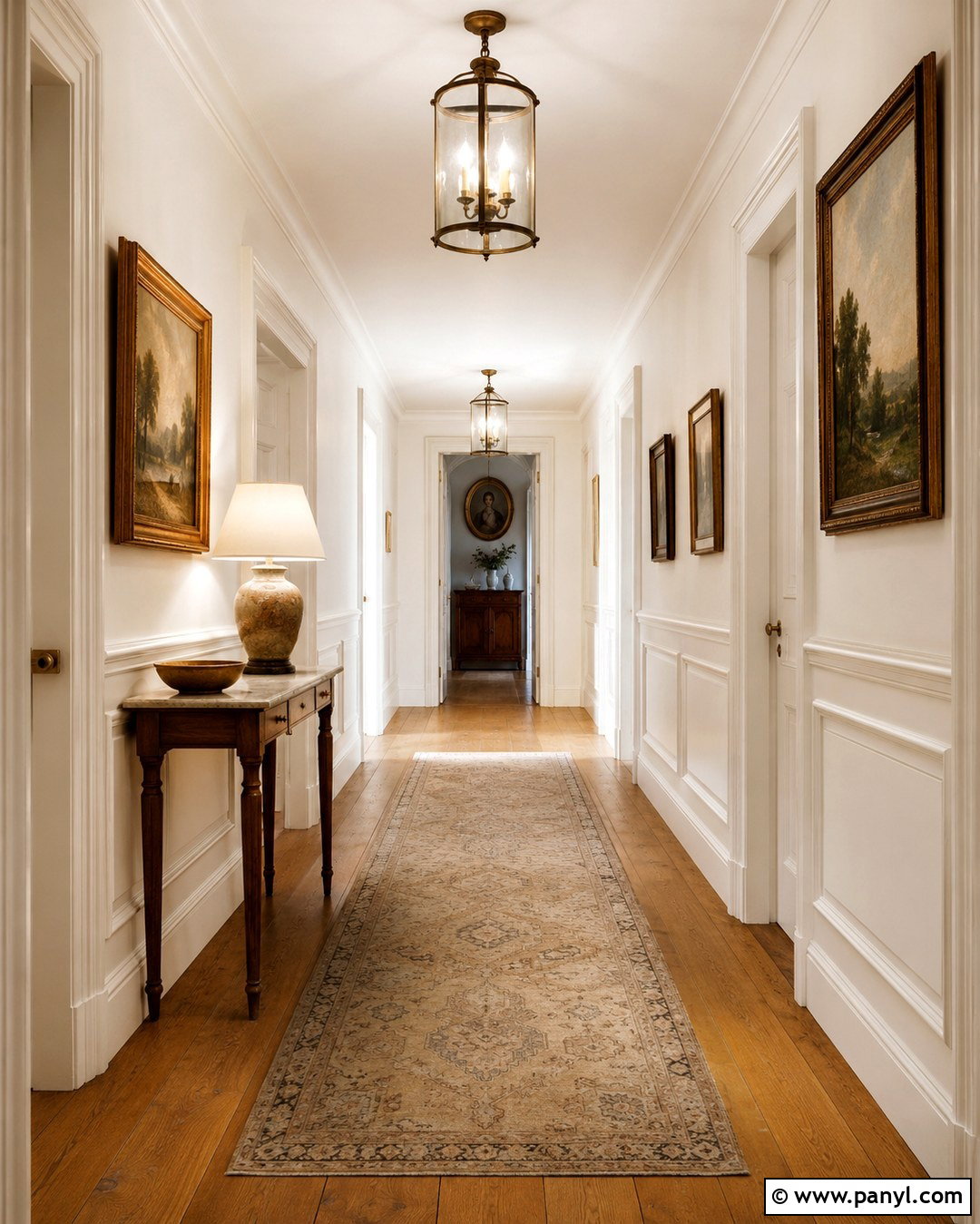 French White Hallway With Picture Molding - 20 French White Wall Color Ideas