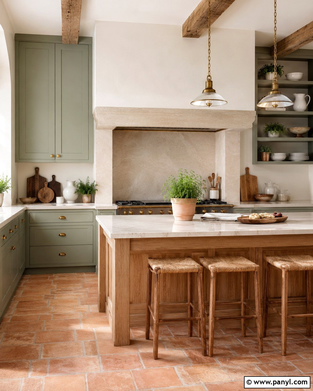 French White Kitchen With Sage Green Cabinets - 20 French White Wall Color Ideas