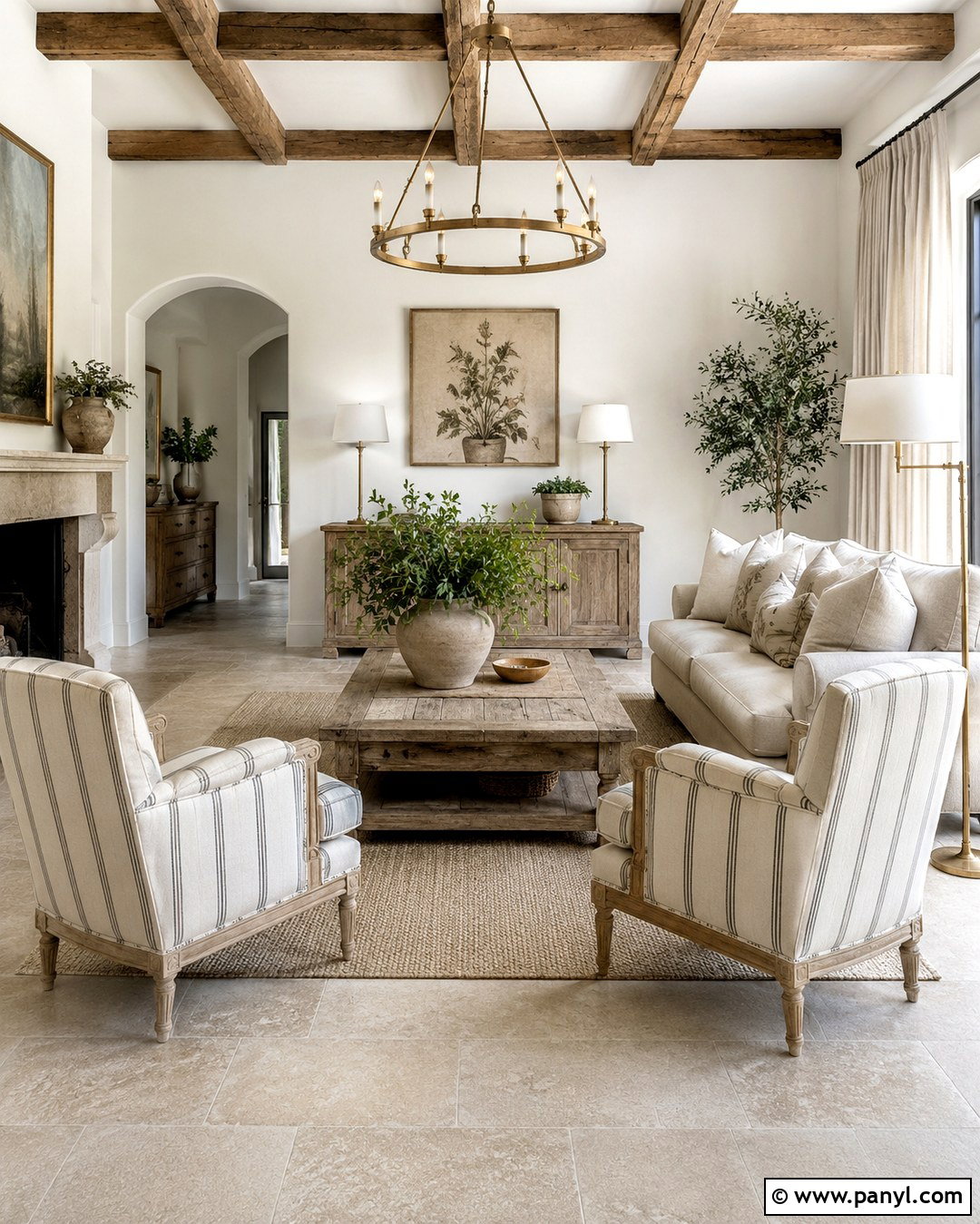 French White Living Room With Natural Oak - 20 French White Wall Color Ideas