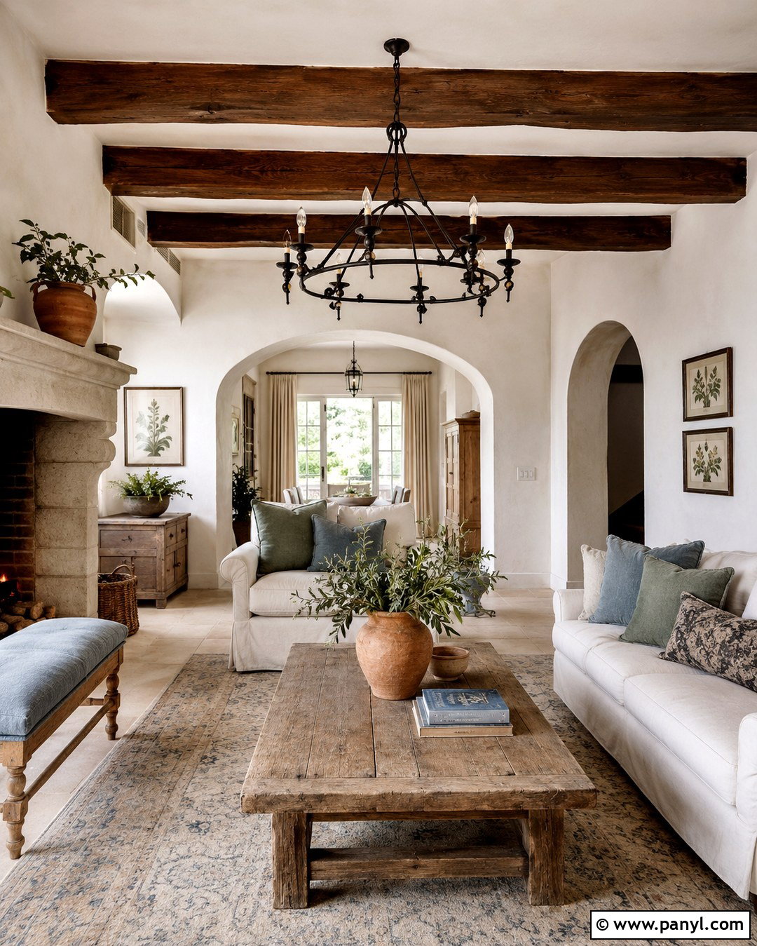 French White Walls With Dark Wood Beams - 20 French White Wall Color Ideas