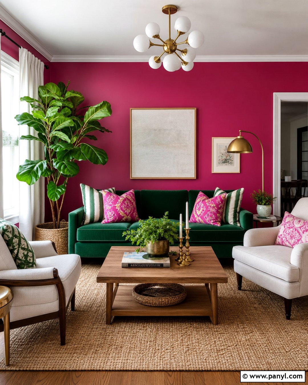 Fuchsia Accent Wall With Emerald Green - 20 Fuchsia Accent Wall Ideas