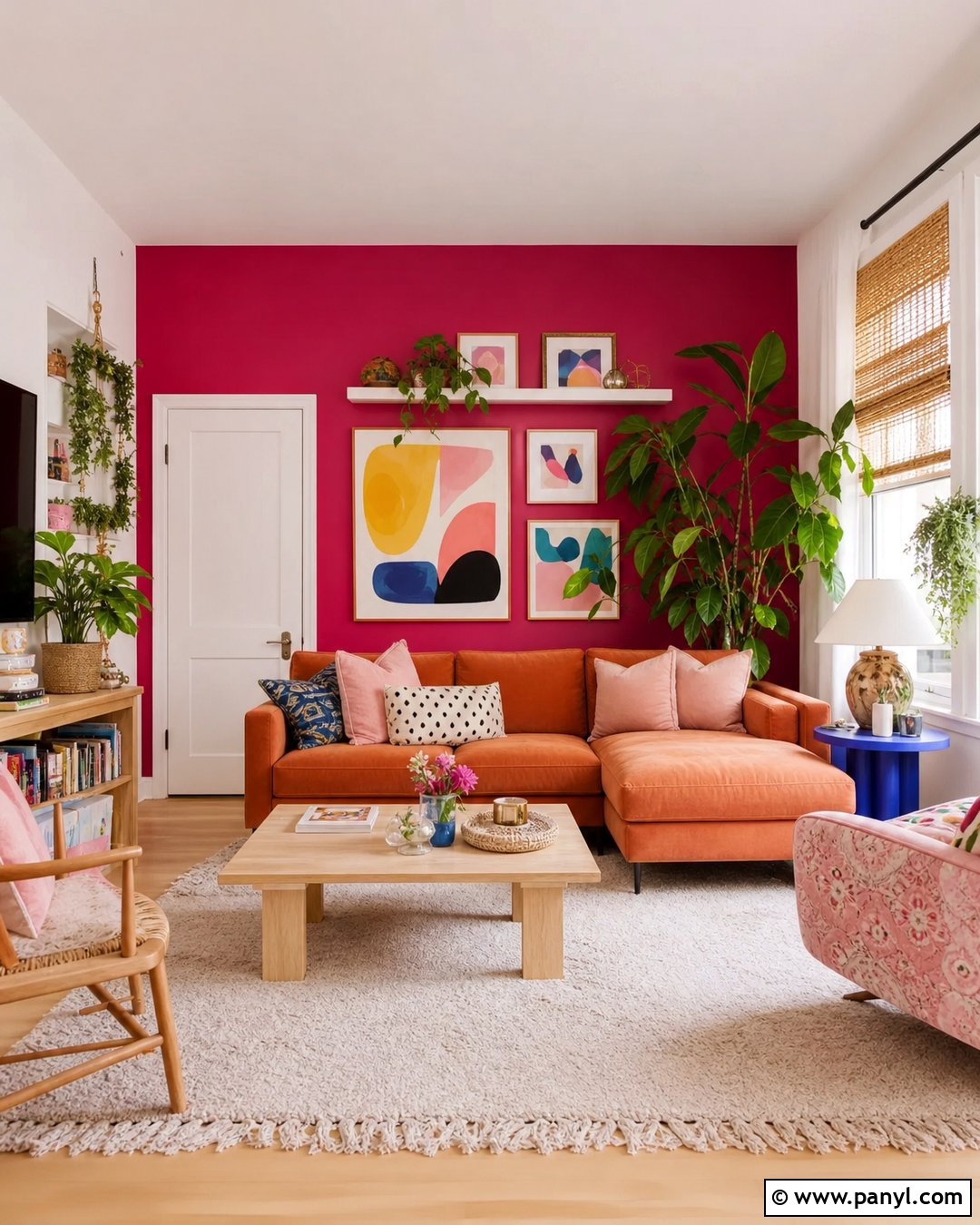 Fuchsia Accent Wall With Orange And Pink - 20 Fuchsia Accent Wall Ideas
