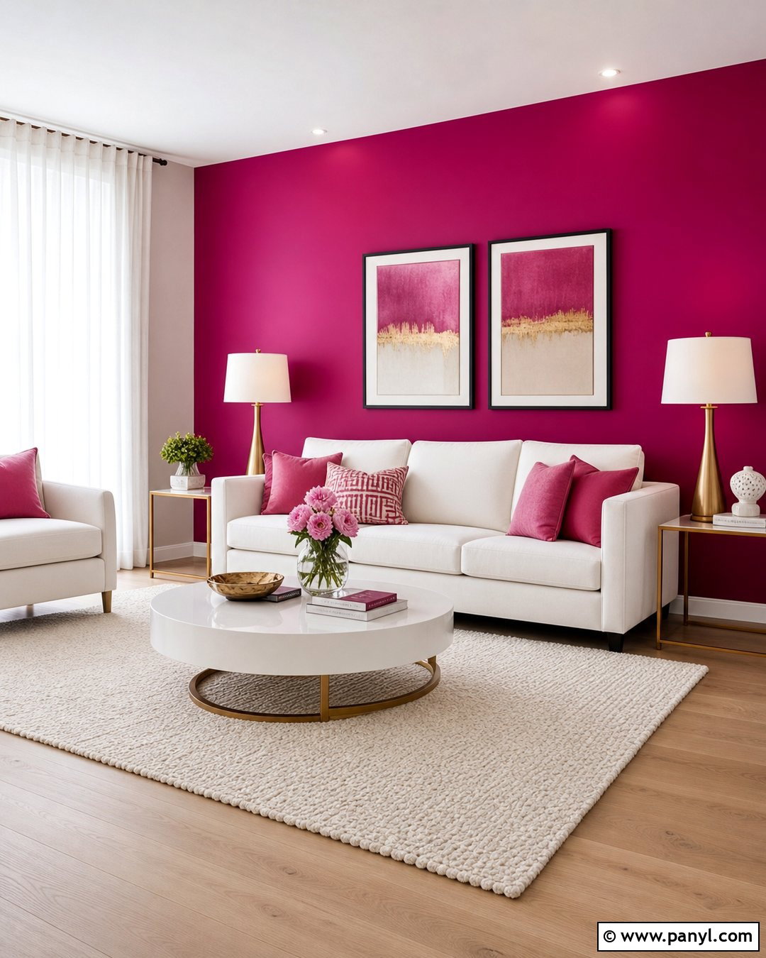 Fuchsia Accent Wall With White Furniture - 20 Fuchsia Accent Wall Ideas