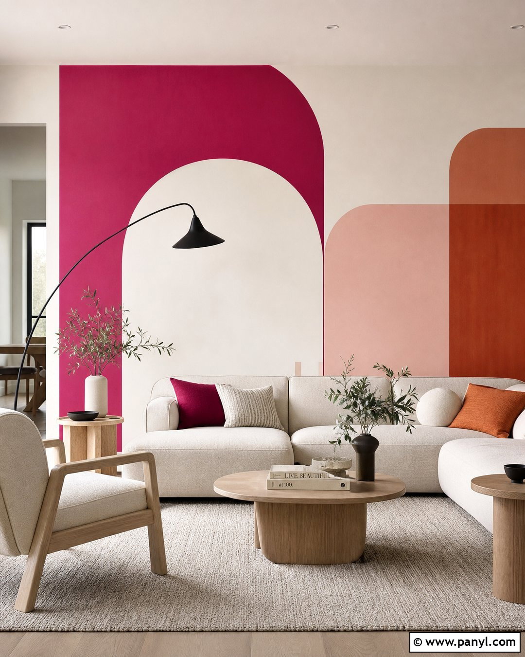 Fuchsia Geometric Accent Wall - 20 Fuchsia Accent Wall Ideas