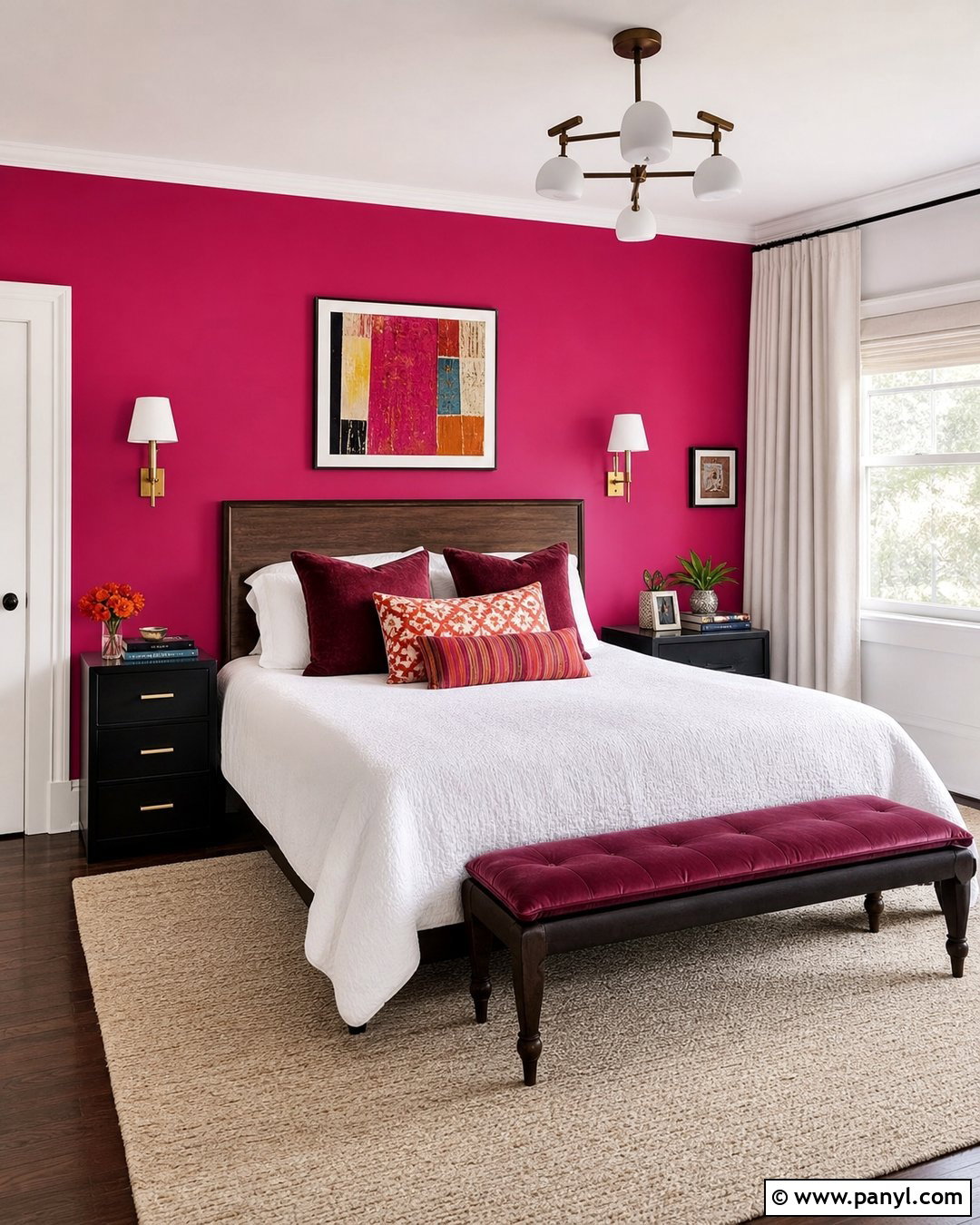 Fuchsia Guest Bedroom Accent Wall - 20 Bright Color Accent Wall Inspiration Ideas