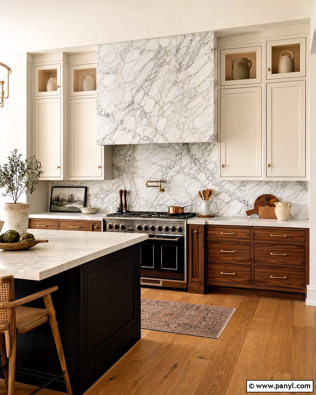Full-Height Marble Kitchen Statement Wall - 20 kitchen statement wall ideas