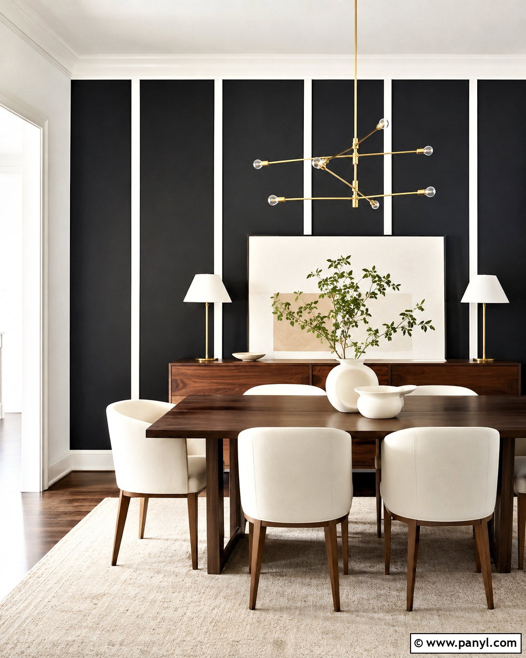 Full Wall White Board And Batten With Black Background - 20 White Board And Batten With Black Wall Ideas