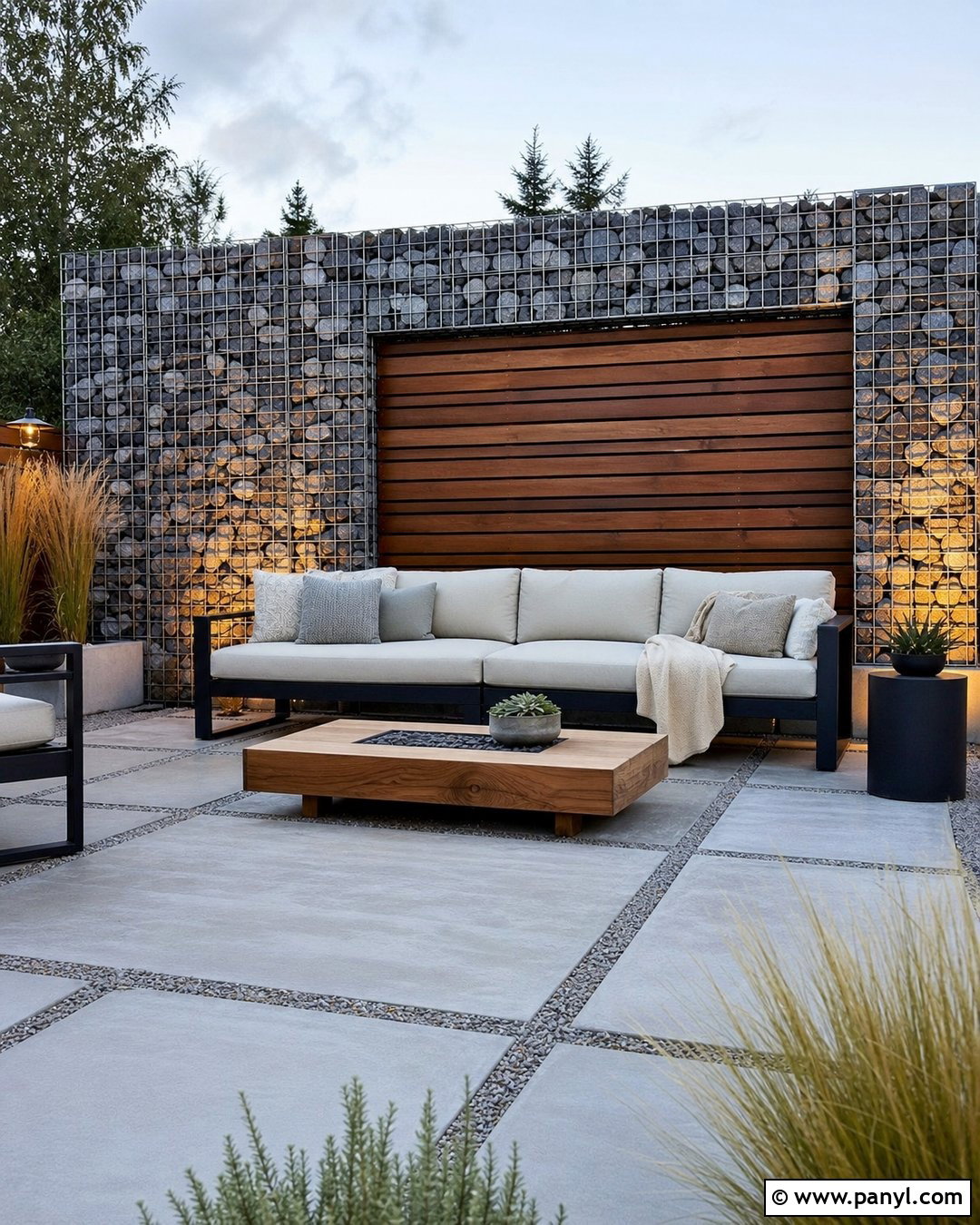 Gabion Outdoor Accent Wall - 35 Outdoor Accent Wall Ideas