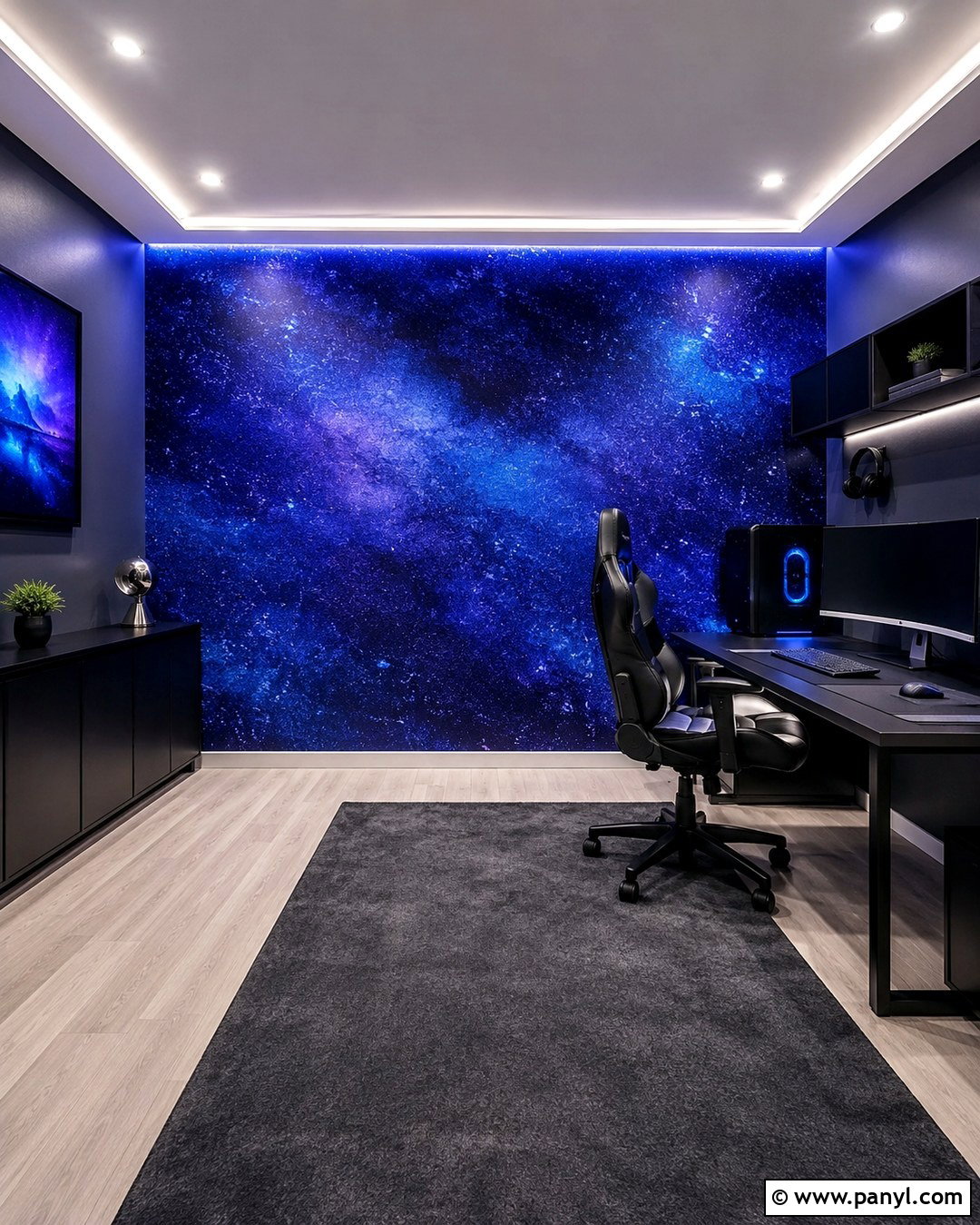 Galaxy Blue Glitter Gaming Room Wall - 20 Blue Glitter Wall Paint Ideas