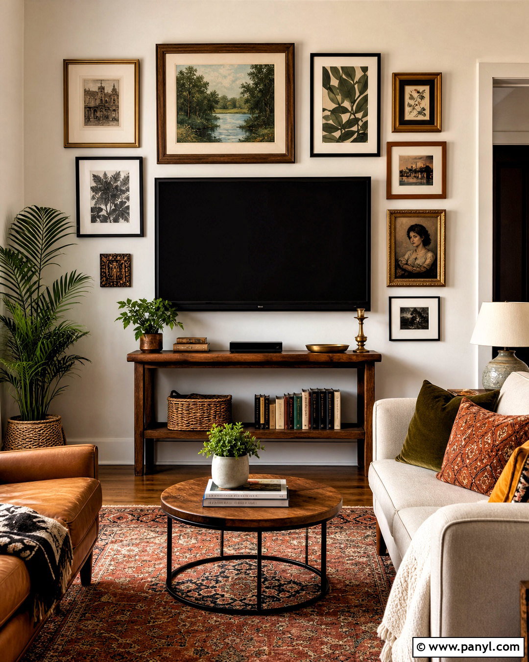 Gallery TV Wall With Framed Art - 20 small living room tv wall ideas