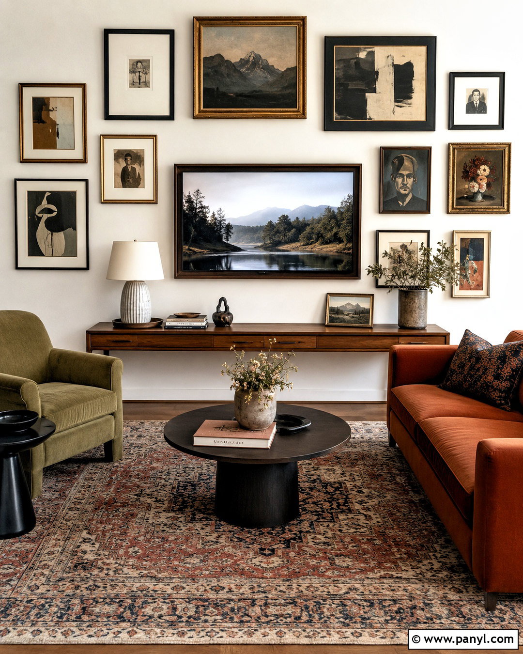 Gallery TV Wall - 20 living room inspiration tv wall ideas