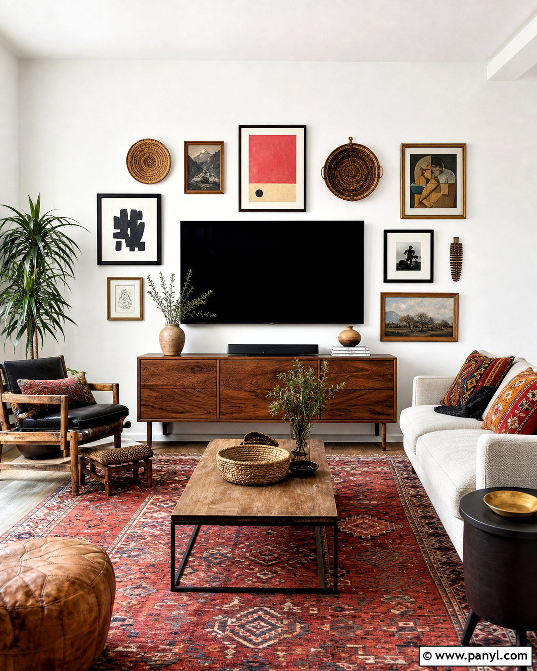 Gallery Wall Around TV - 20 behind tv accent wall ideas