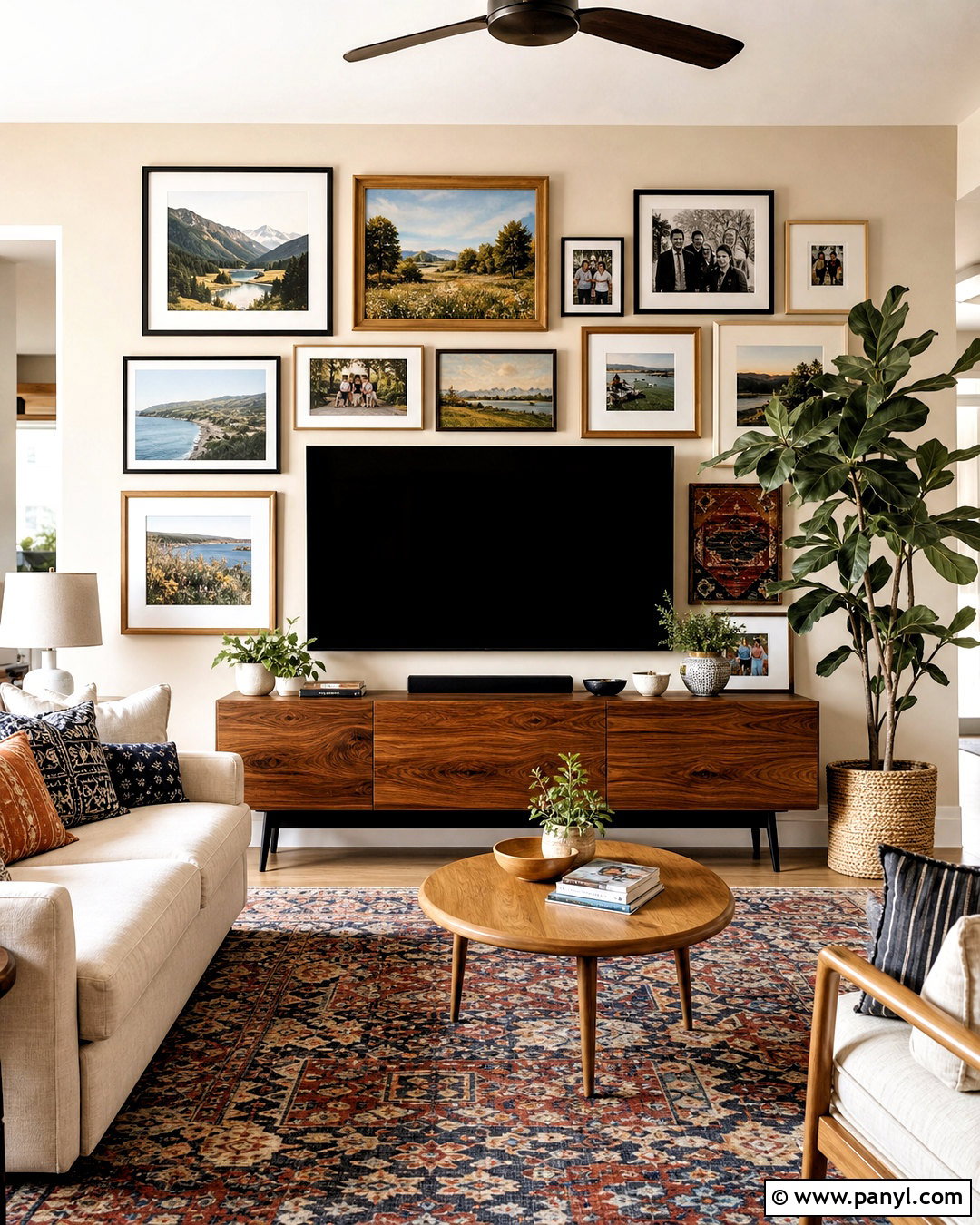 Gallery Wall Around TV - 20 simple tv wall design ideas