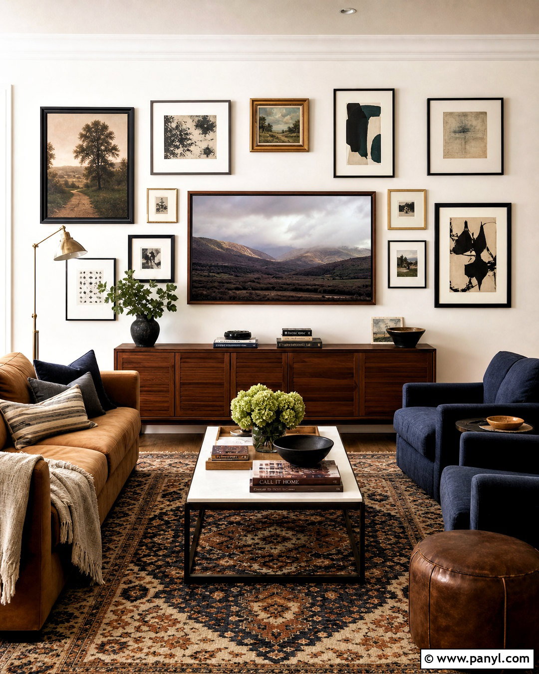 Gallery Wall Around TV - 20 accent walls in living room with tv ideas