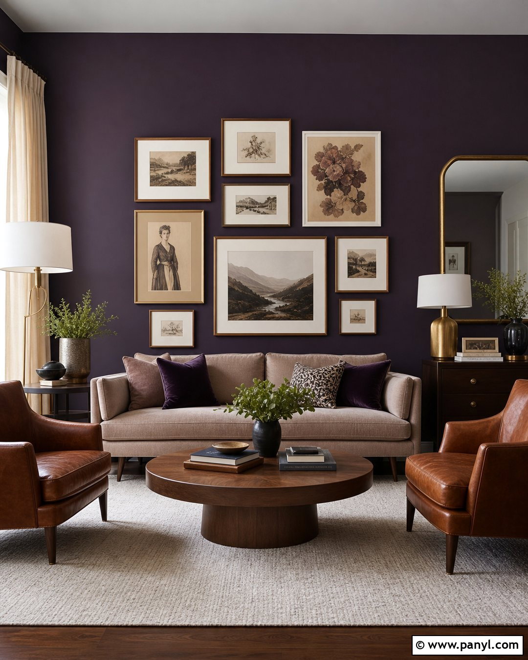 Gallery Wall With Dark Purple Walls - 35 Dark Purple Walls