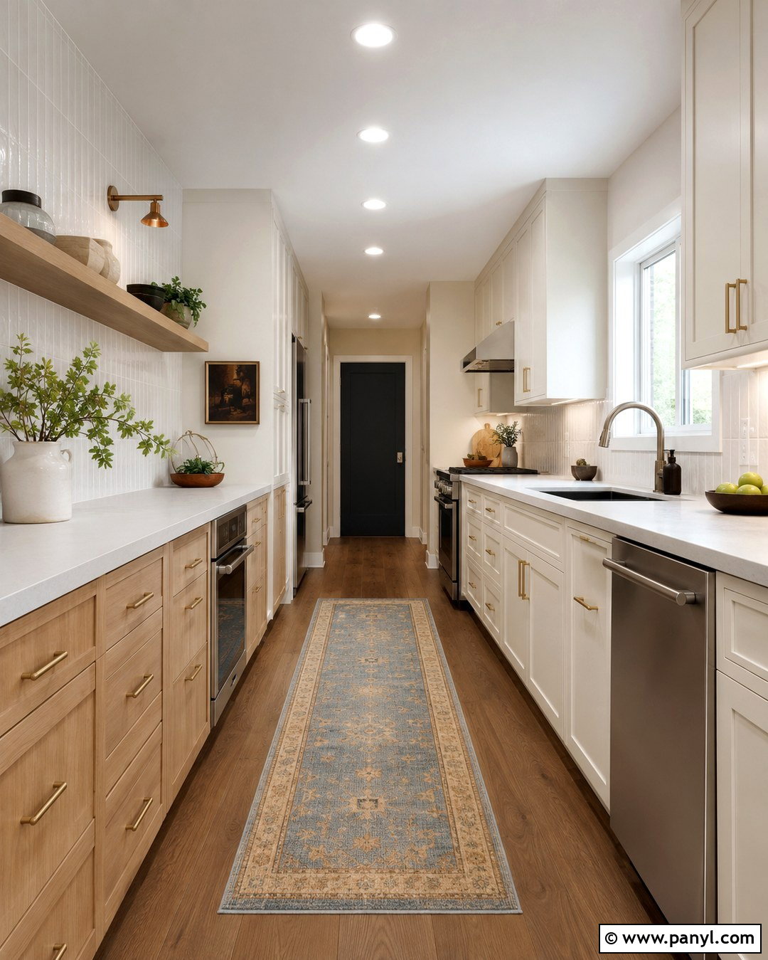 Galley Kitchen With Dover White Walls - 20 dover white kitchen walls