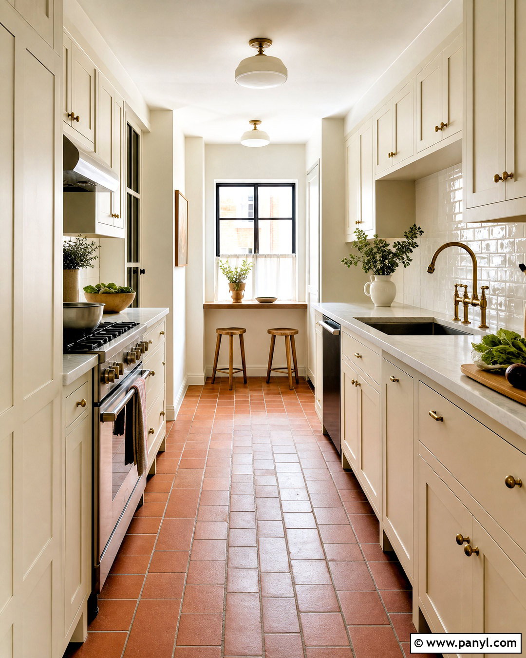 Galley Kitchen With Terra Cotta Tile Floor - 20 kitchen with terra cotta tile floor ideas