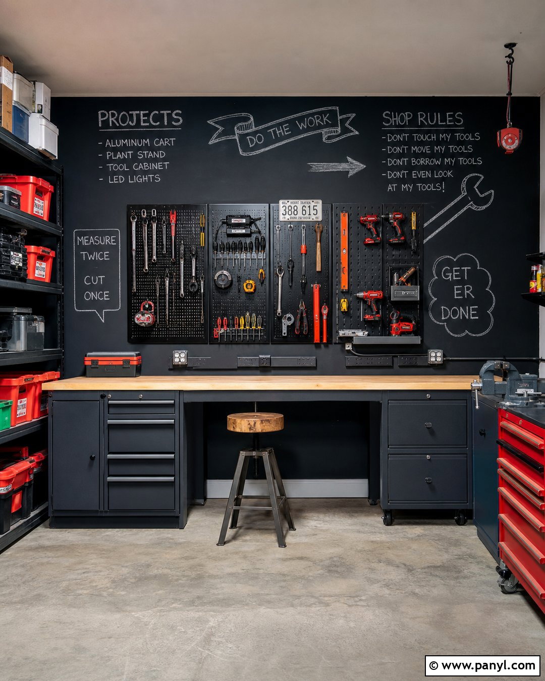 Garage Workshop Chalkboard Wall - 20 Chalkboard Painted Wall Ideas