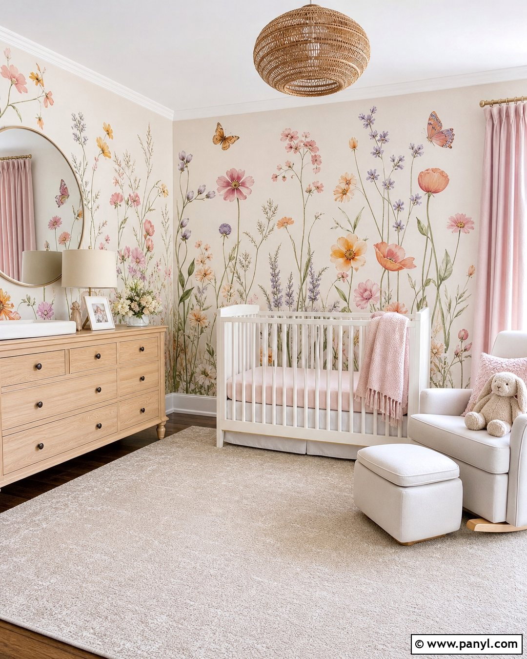 Garden Mural Accent Wall - 25 Baby Girl Accent Wall Ideas