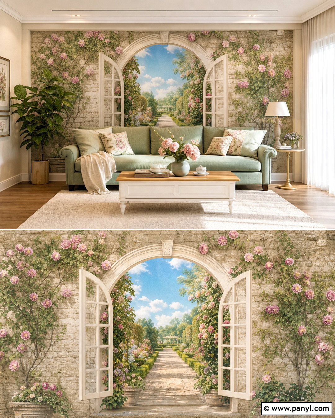 Garden Window 3D Wall Painting - 20 3d wall painting ideas living rooms