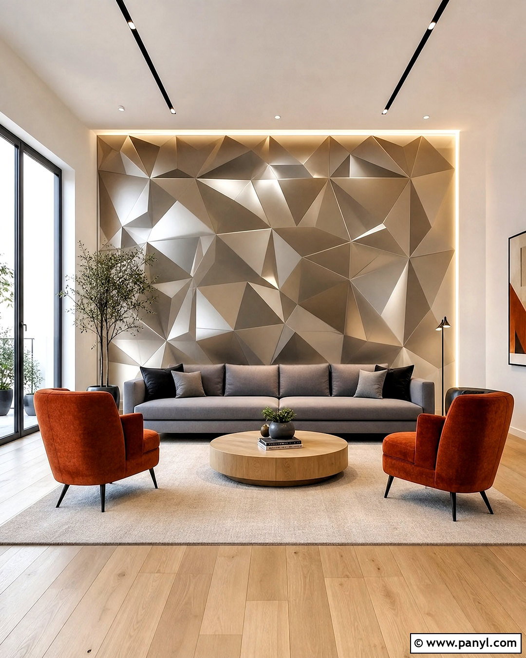 Geometric Aluminum Metal Accent Wall - 20 metal accent wall ideas