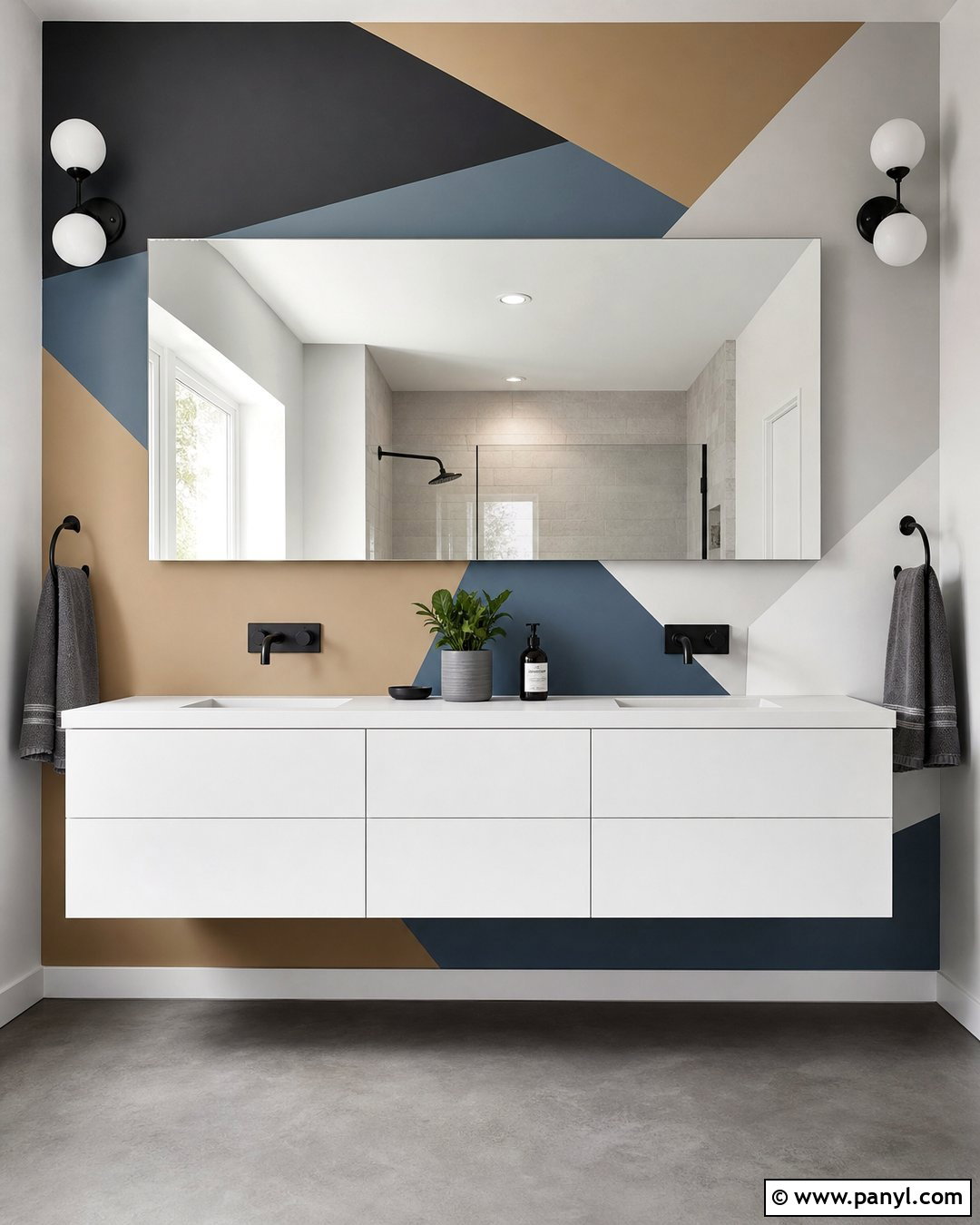 Geometric Bathroom Accent Wall - 30 Accent Wall Bathroom Painted Ideas