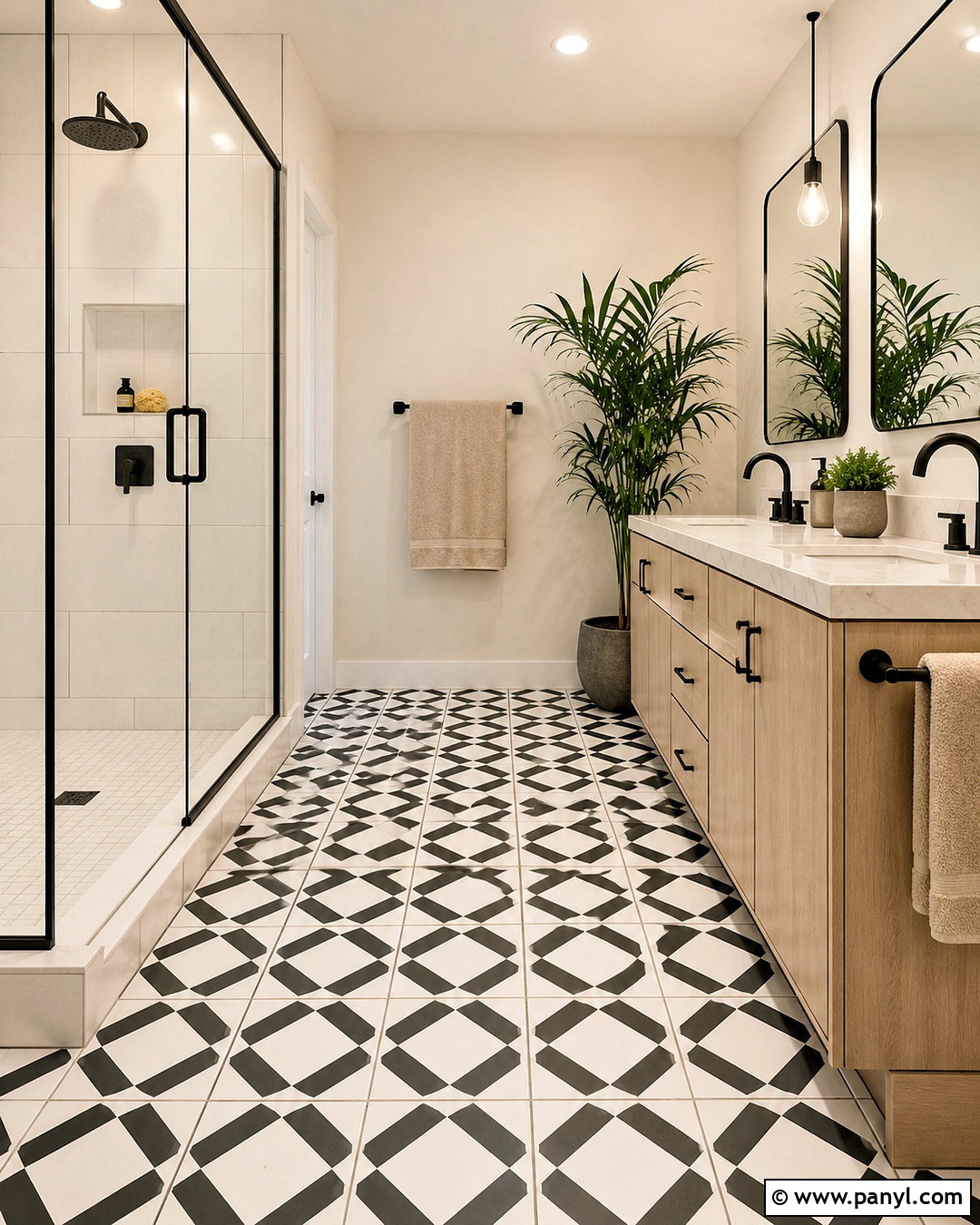 20 Black and White Pattern Tile Bathroom Ideas to Try Now