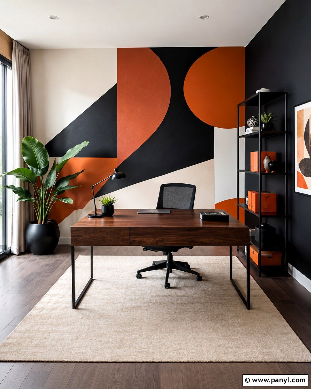 Geometric Black And Orange Office Walls - 20 black and orange walls