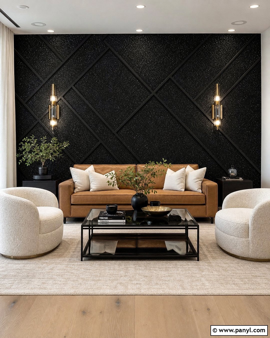 Geometric Black Glitter Wall - 30 black glitter wall ideas