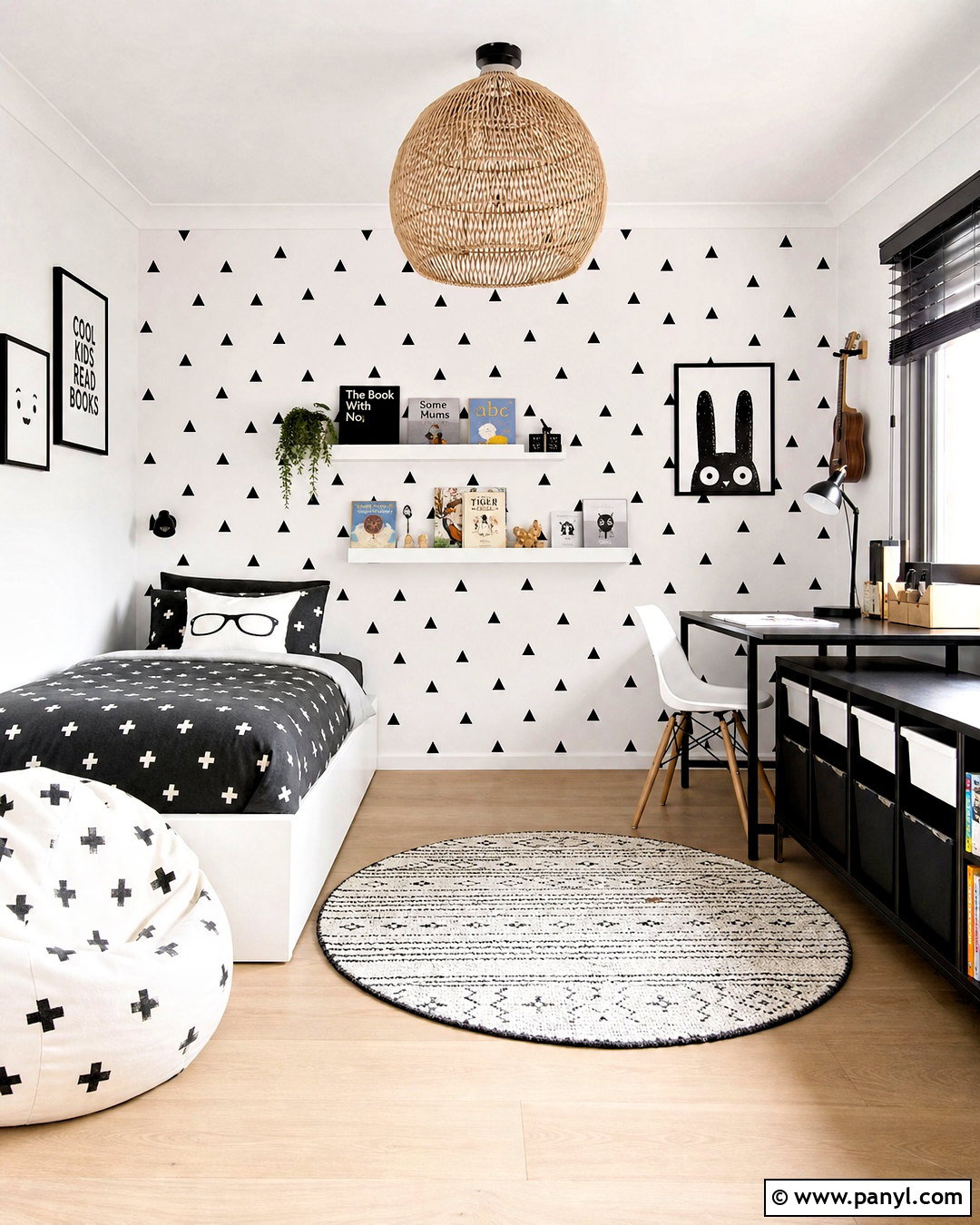 Geometric Black and White Kids Room - 20 black and white kids room ideas