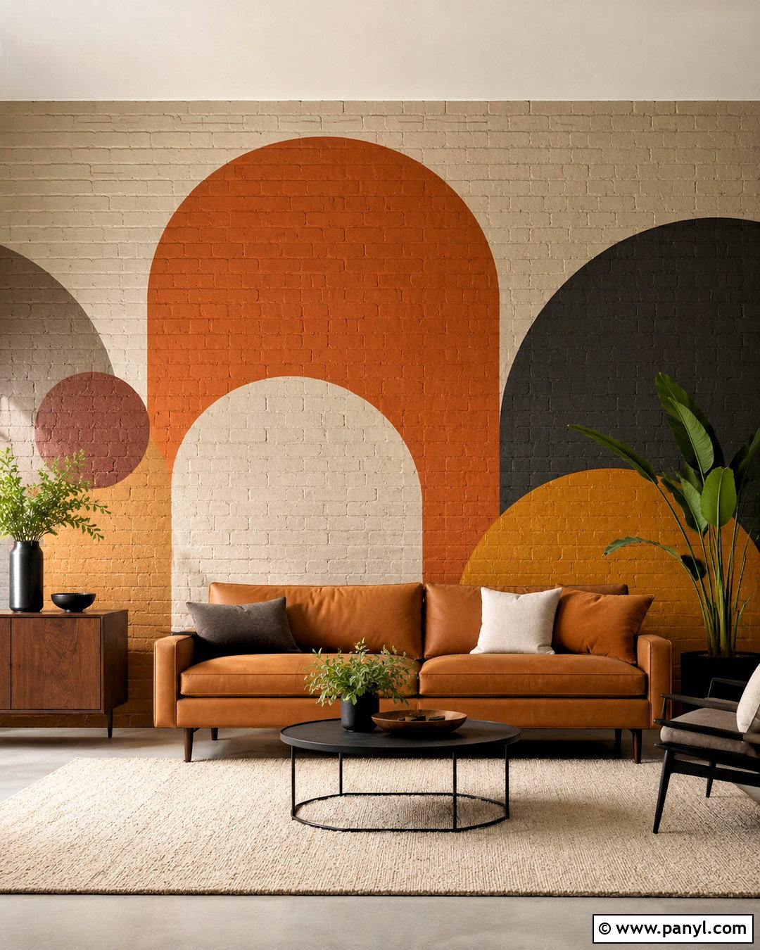 Geometric Brick Wall Pattern - 20 painting on brick wall ideas