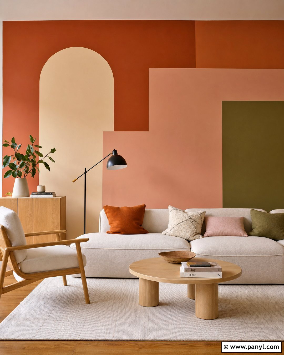 Geometric Burnt Orange Accent Wall - 35 Burnt Orange Accent Wall Ideas