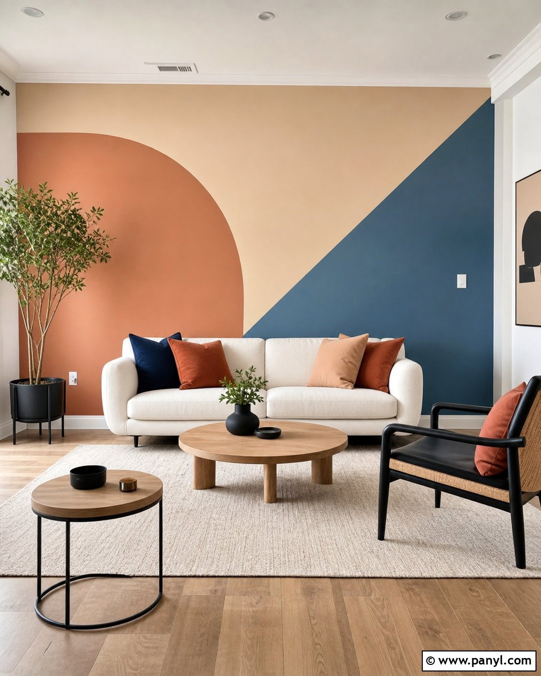 Geometric Color Block Accent Wall - 25 Wall Accent Paint Ideas