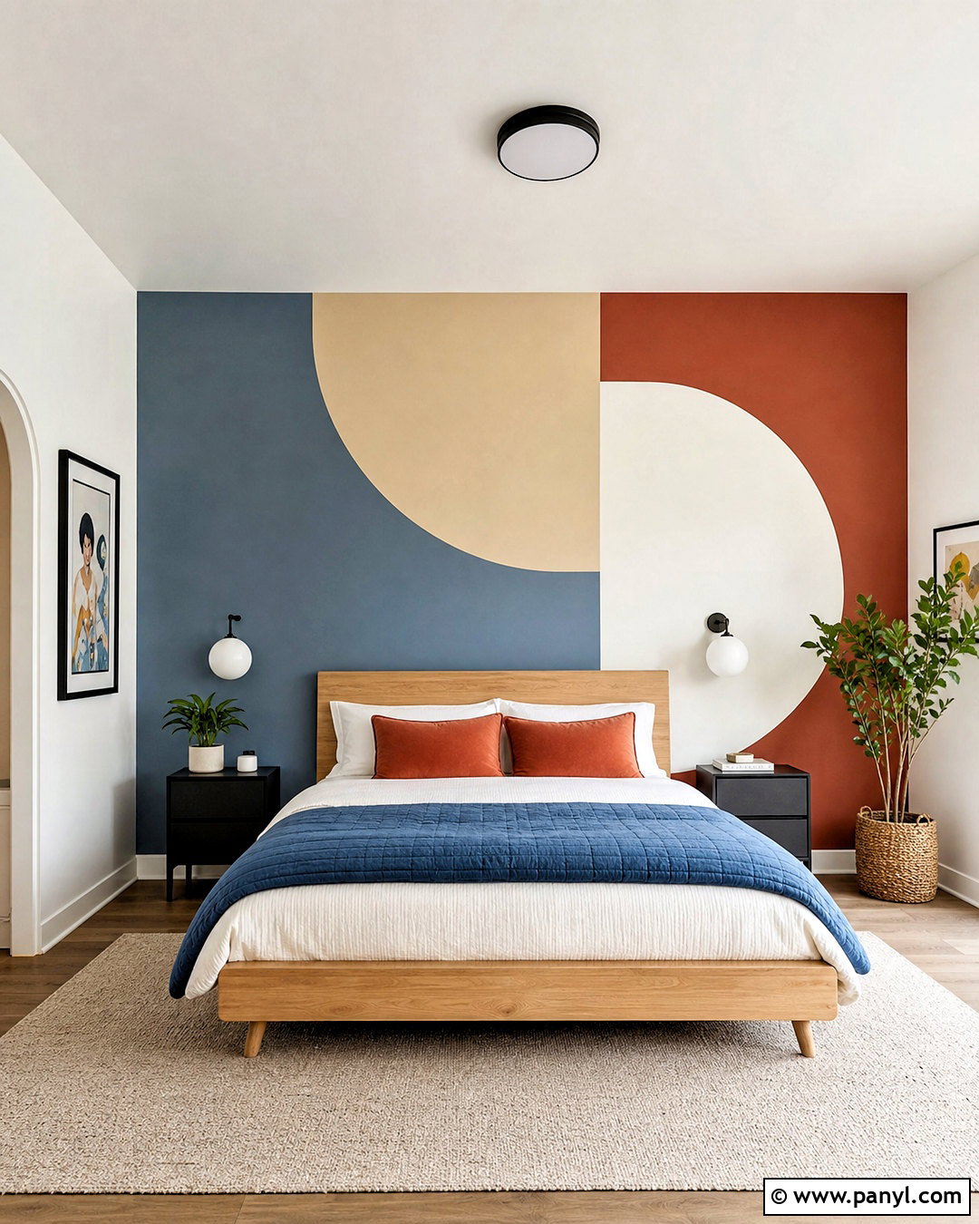 Geometric Color Block Bedroom Wall - 20 bedroom wall accent ideas