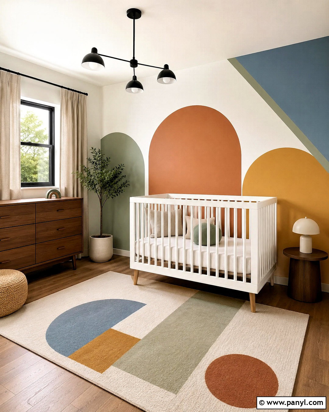 Geometric Color Block Nursery Wall - 20 nursery wall painting ideas