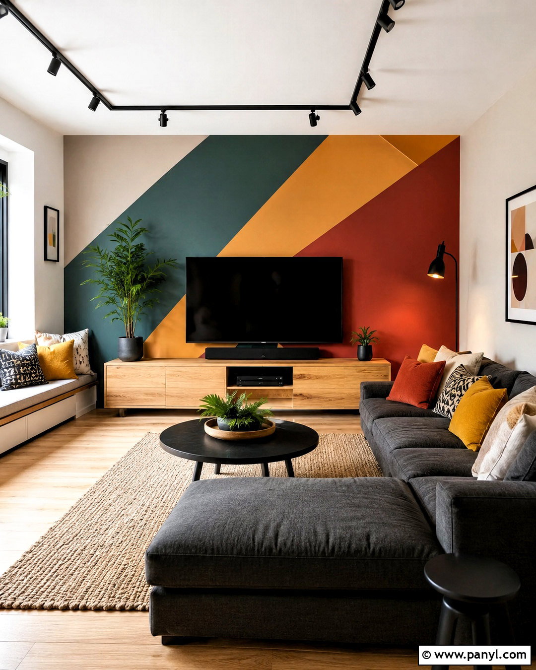 Geometric Color Block Wall - 20 interior wall painting designs