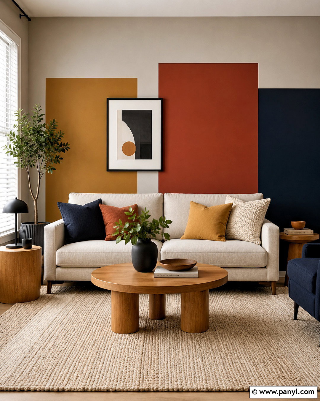 Geometric Colour Blocking Accent Wall - 20 colour blocking interior ideas