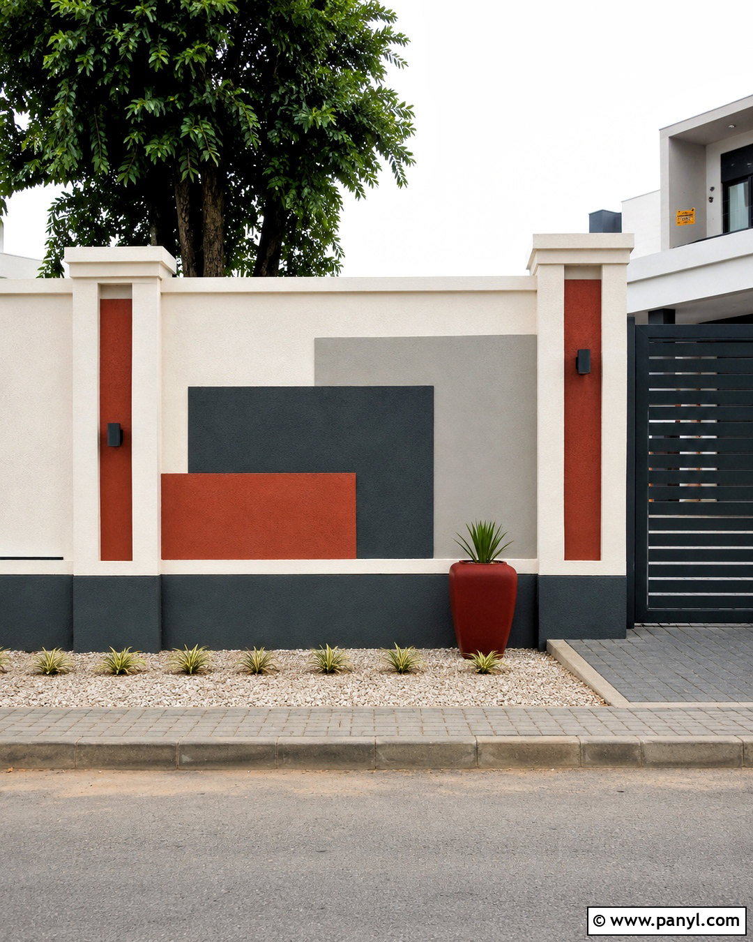 Geometric Compound Wall Painting - 20 compound wall painting ideas
