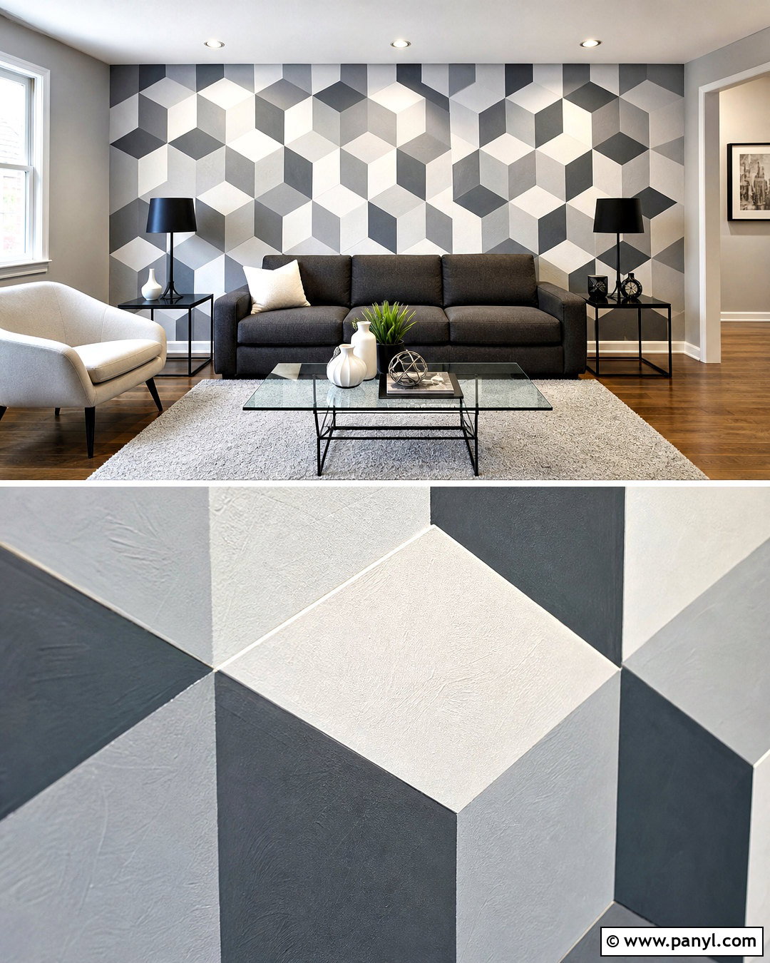 Geometric Cube 3D Wall Painting - 20 3d wall painting ideas living rooms