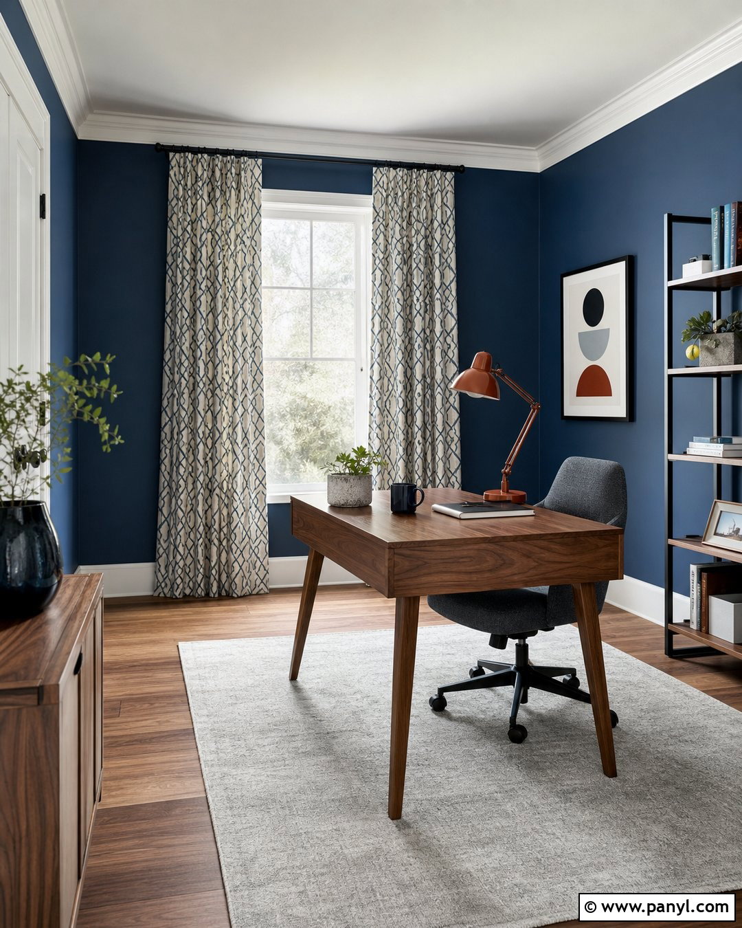 Geometric Curtains With Blue Walls - 20 Blue Wall With Curtains
