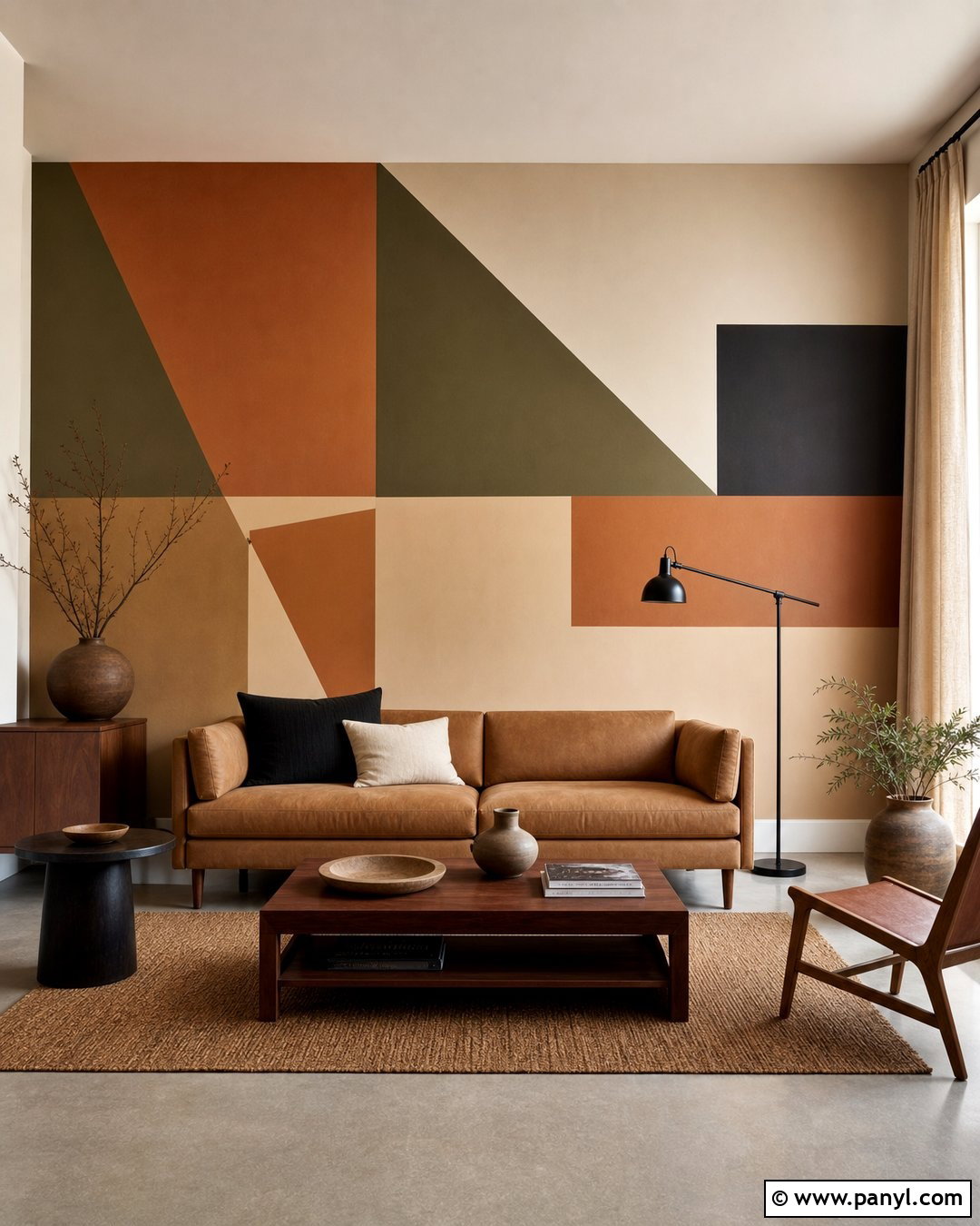 Geometric Earth Tone Wall Paint - 35 Geometry Wall Paint Ideas