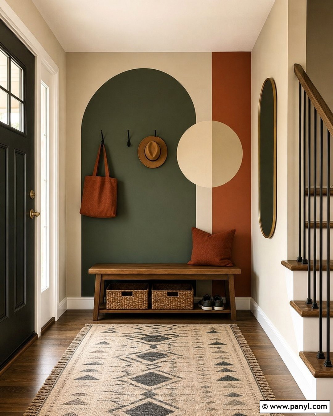 Geometric Entryway Wall Paint - 35 Geometry Wall Paint Ideas