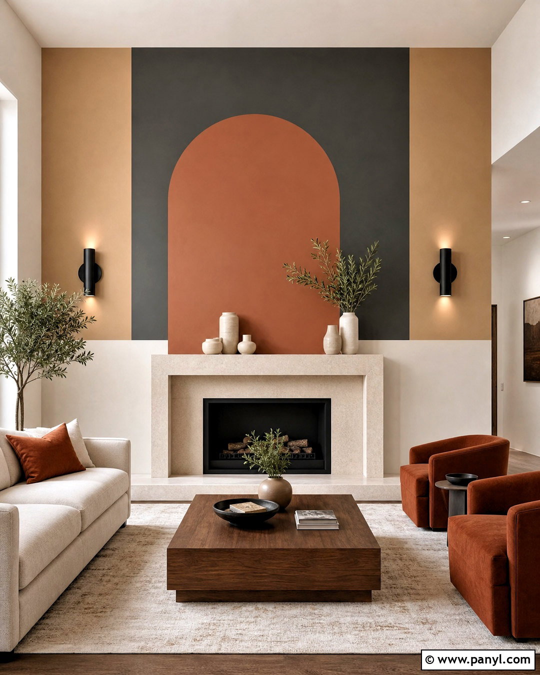Geometric Fireplace Accent Wall - 20 geometric wall paint ideas