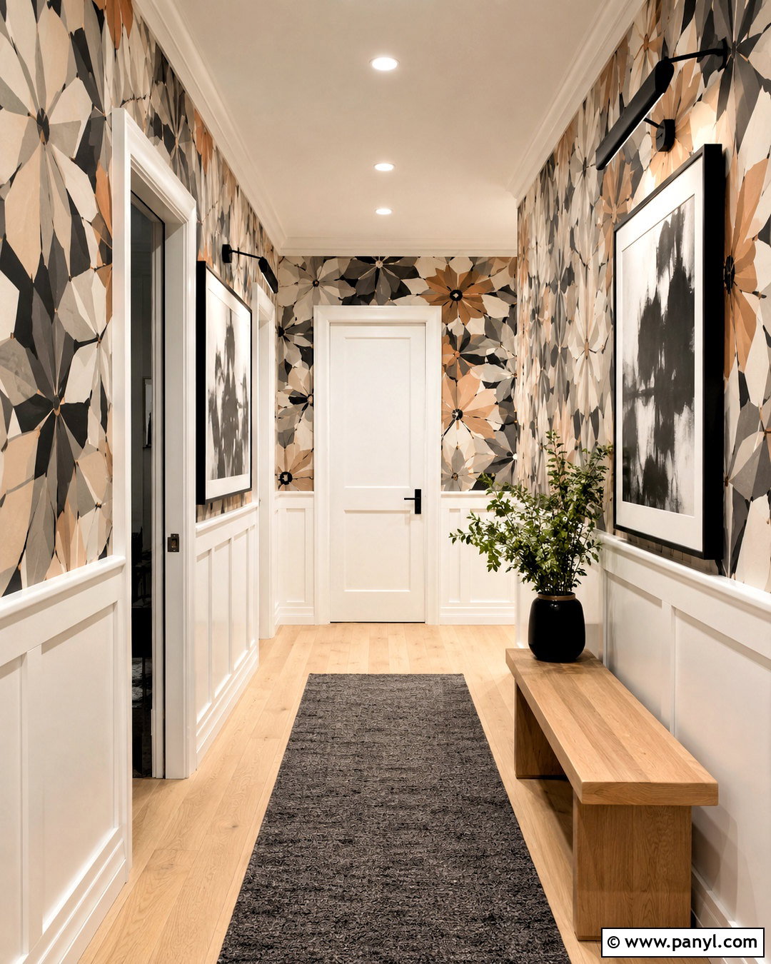 Geometric Floral Wallpaper Hallway - 20 modern floral wallpaper ideas
