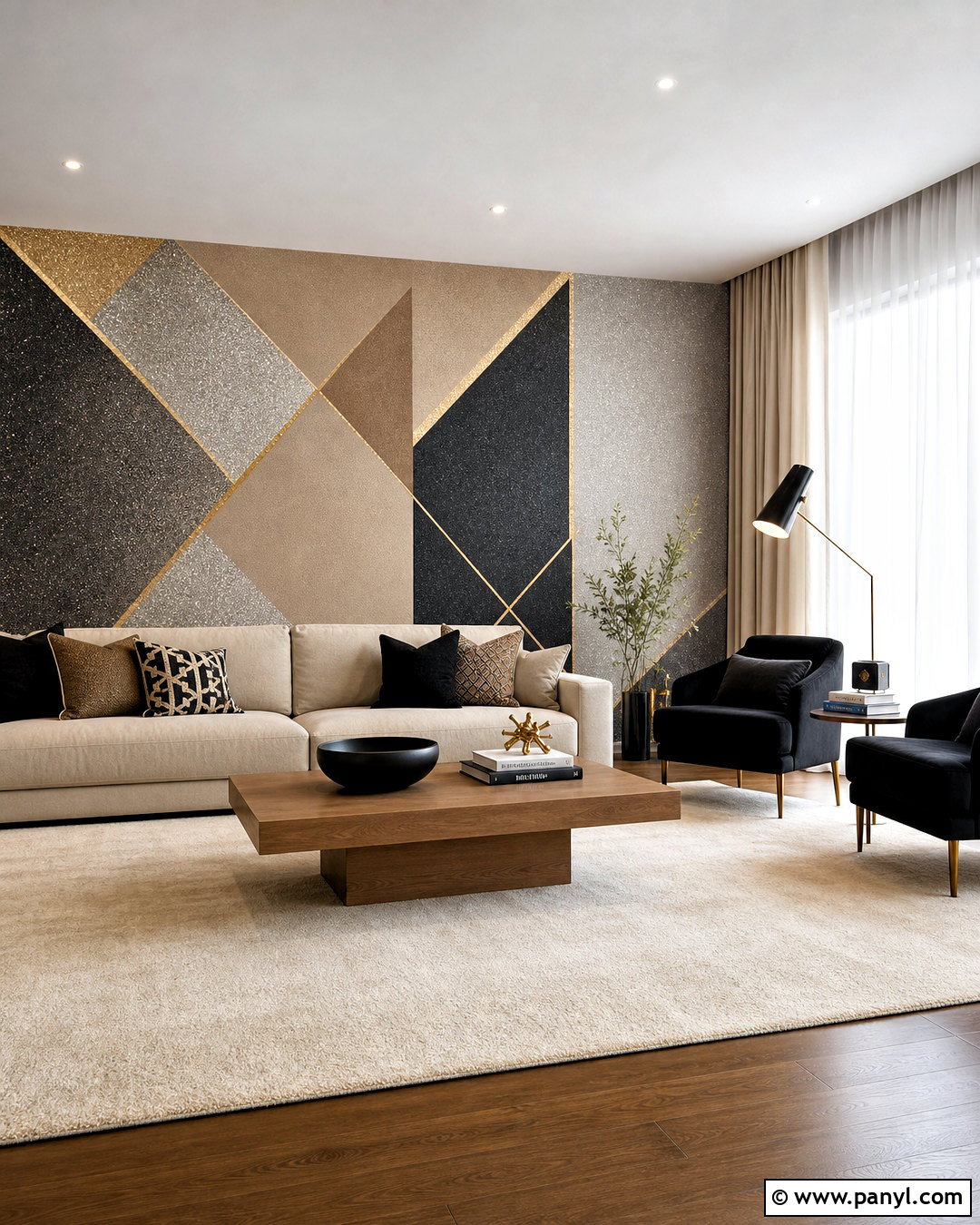 Geometric Glitter Accent Wall Living Room - 20 glitter accent wall ideas