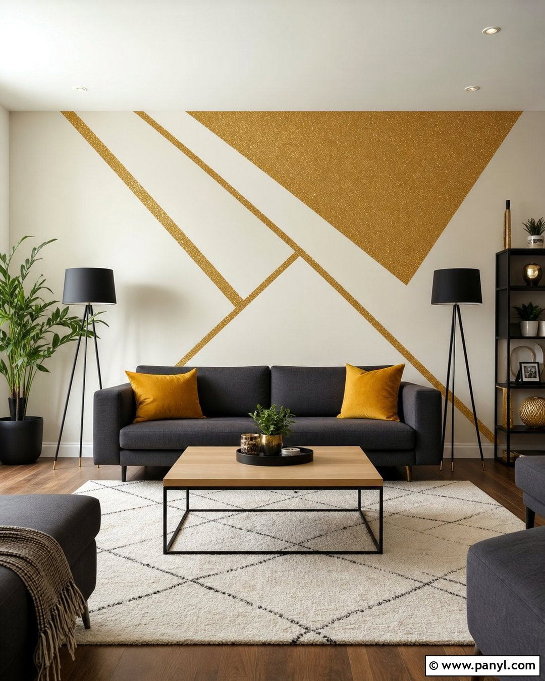 Geometric Gold Sparkle Paint Wall - 20 Gold Sparkle Paint For Walls