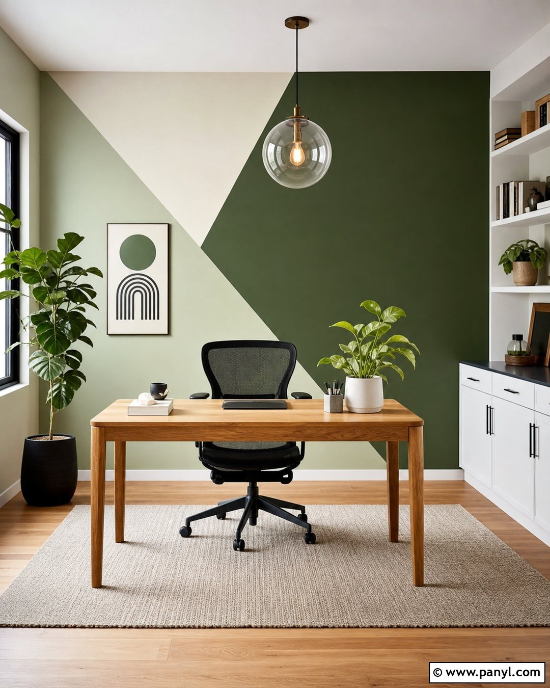 Geometric Green Accent Wall - 30 Accent Wall Green Ideas