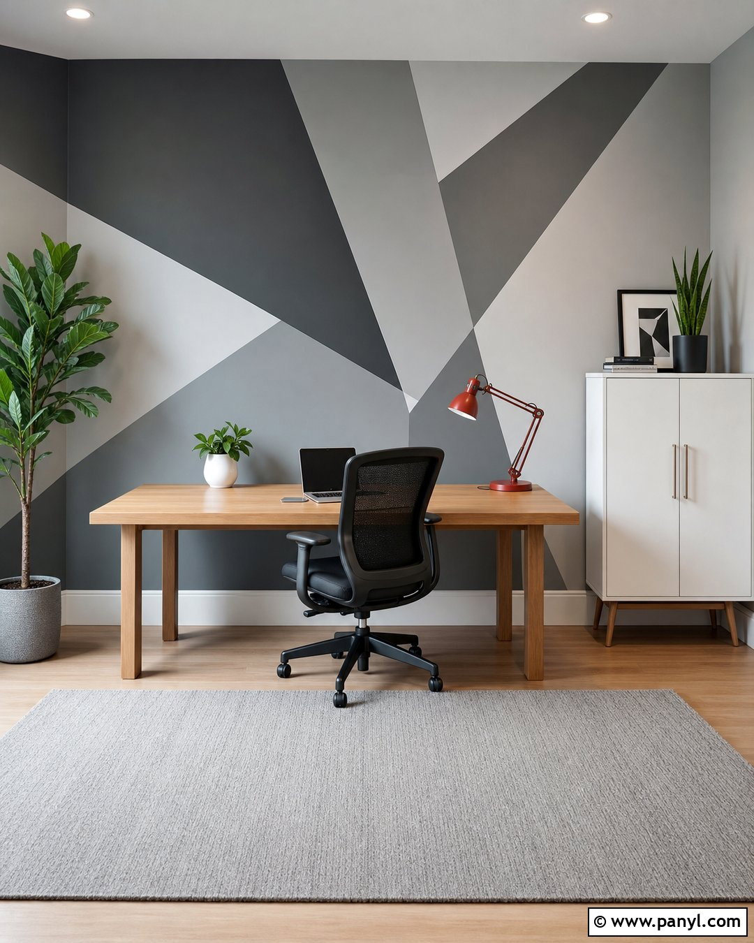 Geometric Grey Feature Wall - 30 Grey Feature Wall Ideas