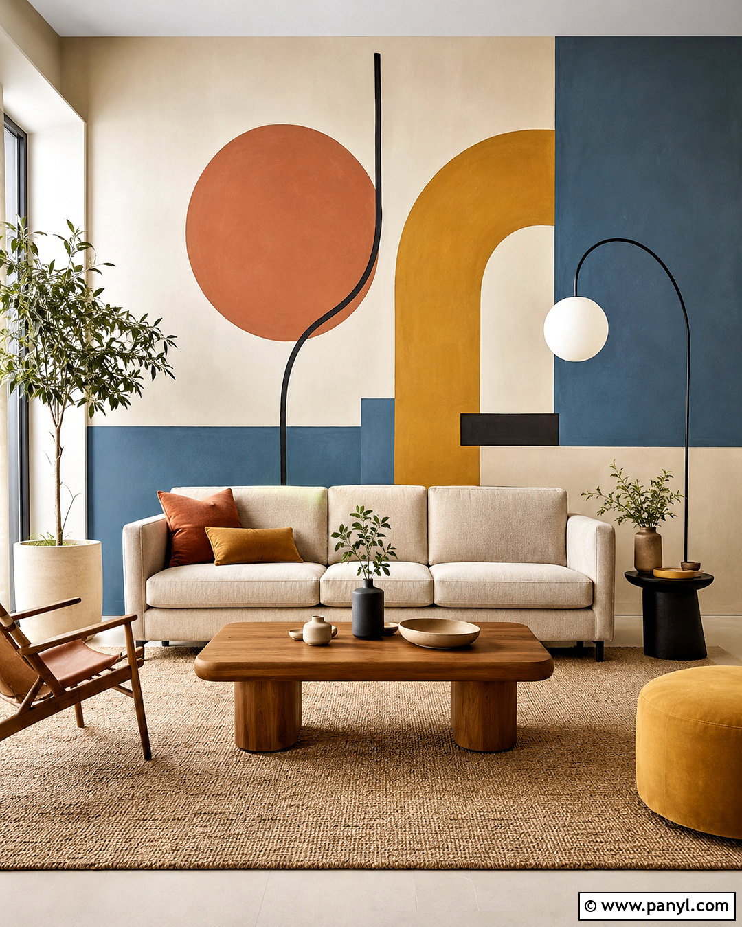 Geometric Hand Painted Accent Wall - 20 hand painted accent wall ideas