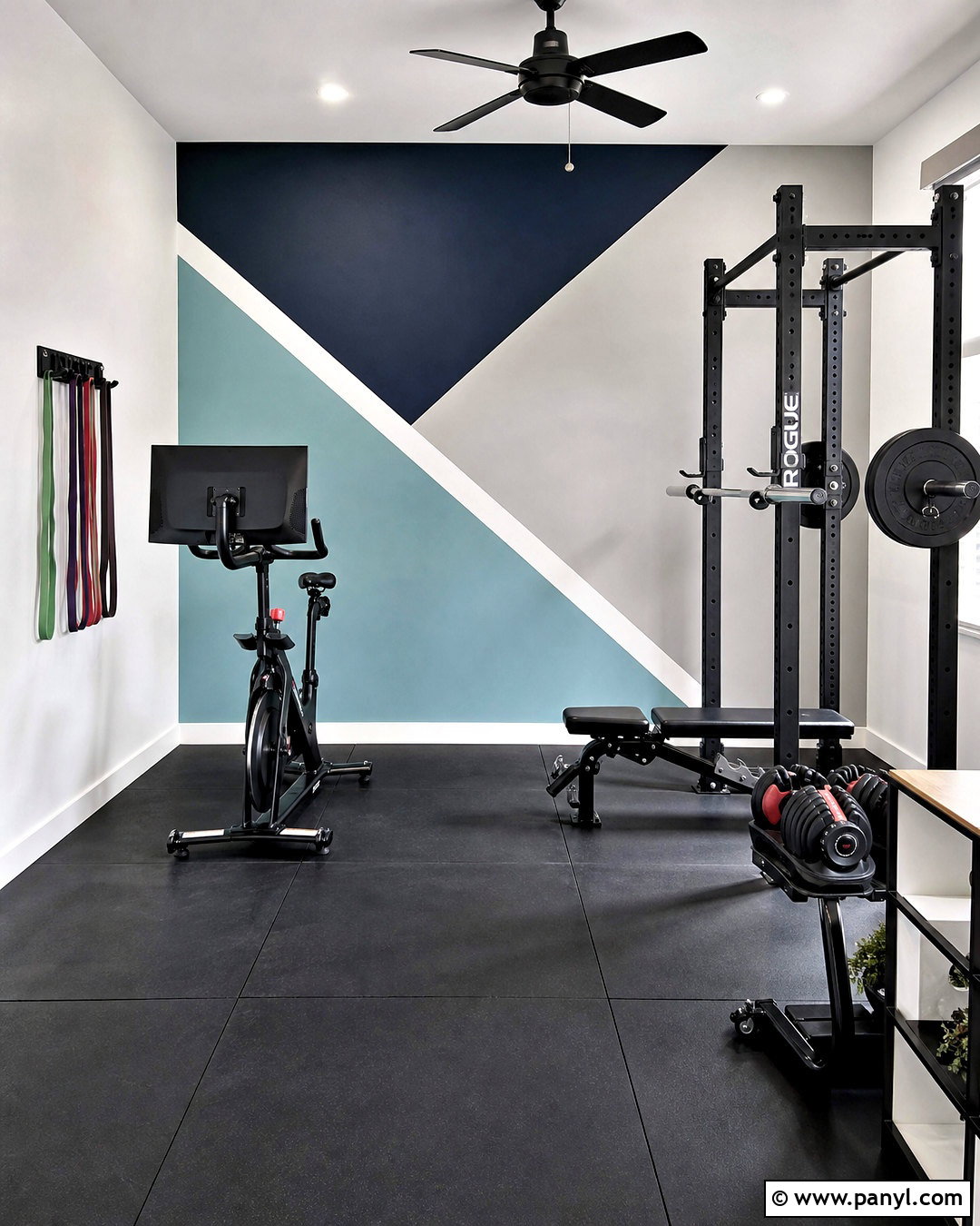 Geometric Home Gym Accent Wall - 20 home gym accent wall ideas